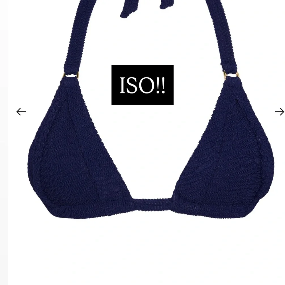 ISO Monday Swimwear Navy Blue Crochet Triangle Bikini Top